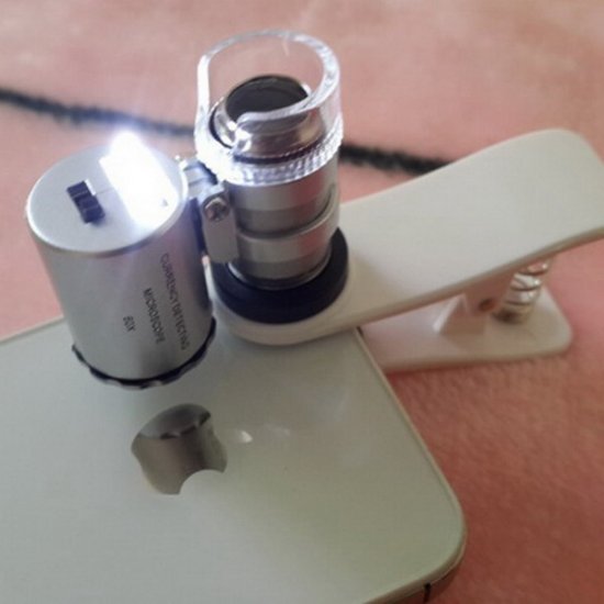 Clip-On 60X Zoom Microscope Lens For Smartphones & Tablet Reader - Click Image to Close