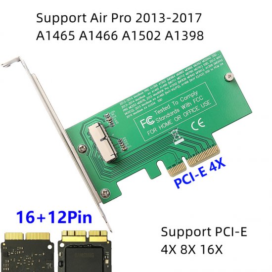Adapter 16+12pin SSD to PCI-E 4X for Air Pro 2013-17 - Click Image to Close