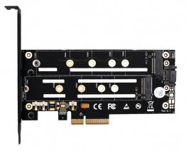 Adapter Dual M.2 SSD NVME M-key or SATA B-key to PCI-e 3.0 X4 Ho