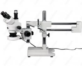 7X-45X Trinocular Stereo Zoom Microscope with Double Arm Boom St
